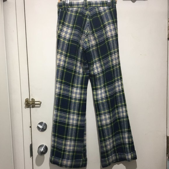VINTAGE PLAID BELL BOTTOM PANTS SIZE 28 - Picture 3 of 9